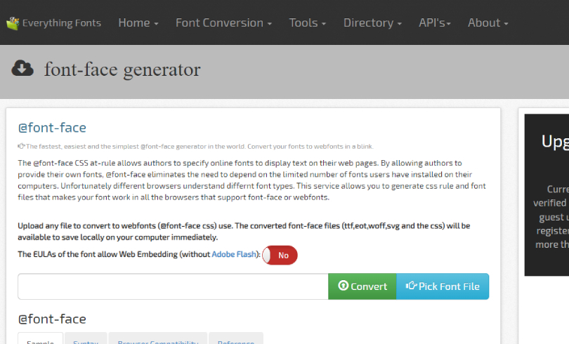 Free Online @Font Face Generator for Converting Fonts to Web Safe Fonts